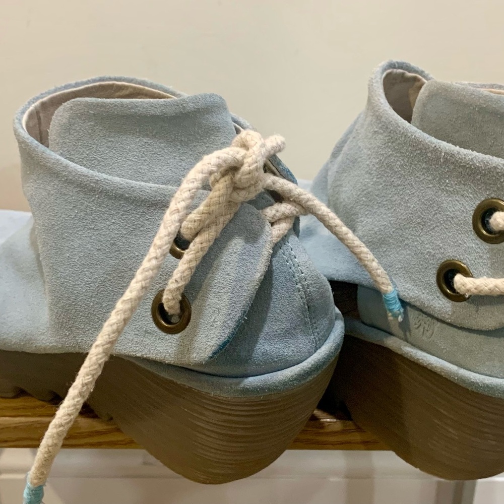 Fly London Women's Light Blue Suede Wedge Sandals - Picture 5 of 9